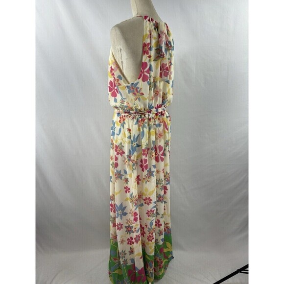 Modcloth Illuminated Elegance Halter Maxi Dress Cream Floral Plus Size 1X - Picture 3 of 11